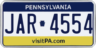 PA license plate JAR4554