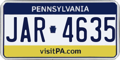 PA license plate JAR4635
