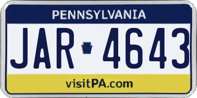 PA license plate JAR4643