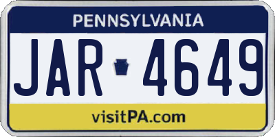 PA license plate JAR4649