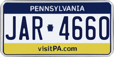 PA license plate JAR4660