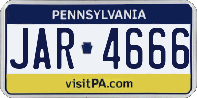 PA license plate JAR4666