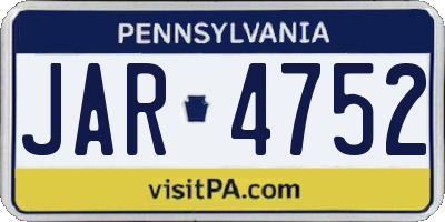 PA license plate JAR4752