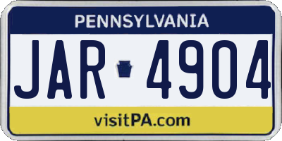 PA license plate JAR4904