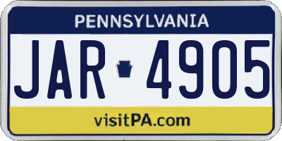 PA license plate JAR4905