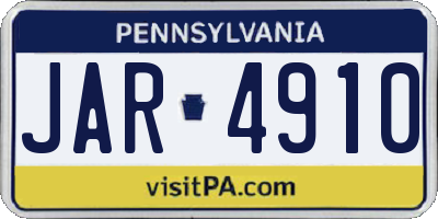 PA license plate JAR4910