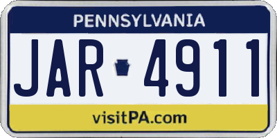 PA license plate JAR4911