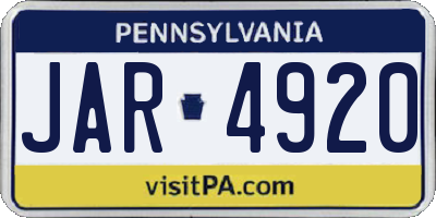 PA license plate JAR4920