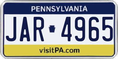PA license plate JAR4965