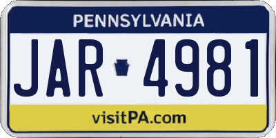 PA license plate JAR4981