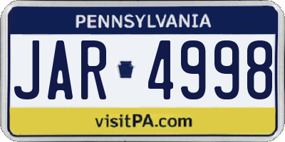PA license plate JAR4998