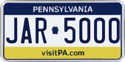 PA license plate JAR5000