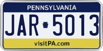 PA license plate JAR5013