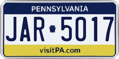 PA license plate JAR5017
