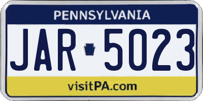 PA license plate JAR5023