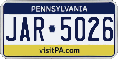 PA license plate JAR5026