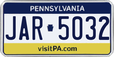 PA license plate JAR5032