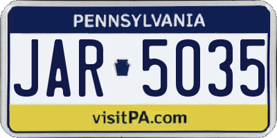 PA license plate JAR5035