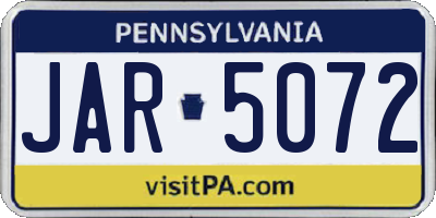 PA license plate JAR5072