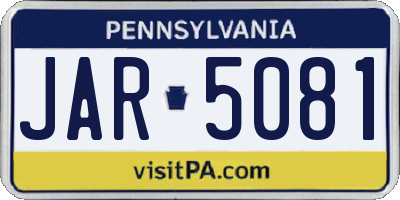 PA license plate JAR5081
