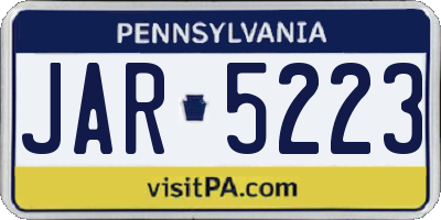 PA license plate JAR5223