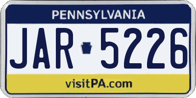 PA license plate JAR5226