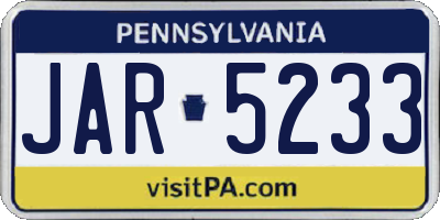 PA license plate JAR5233