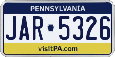 PA license plate JAR5326