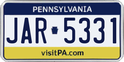 PA license plate JAR5331