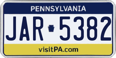 PA license plate JAR5382