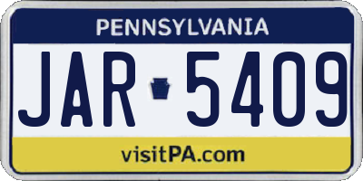 PA license plate JAR5409