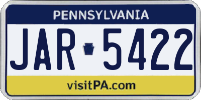 PA license plate JAR5422