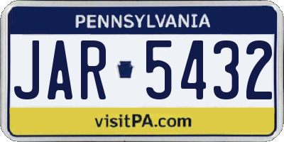 PA license plate JAR5432