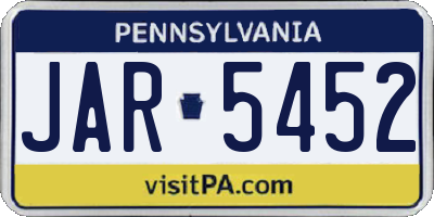 PA license plate JAR5452