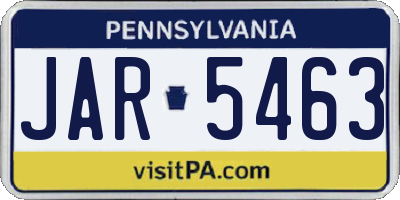 PA license plate JAR5463