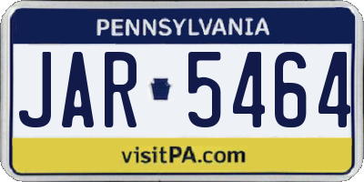 PA license plate JAR5464