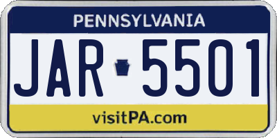 PA license plate JAR5501