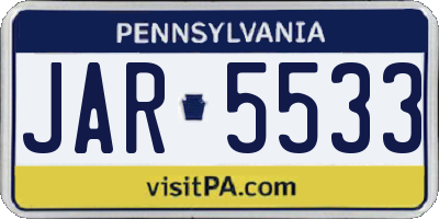 PA license plate JAR5533