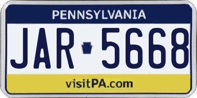 PA license plate JAR5668
