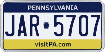 PA license plate JAR5707