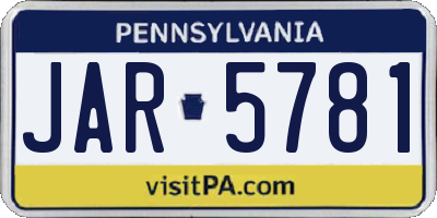 PA license plate JAR5781