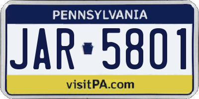PA license plate JAR5801