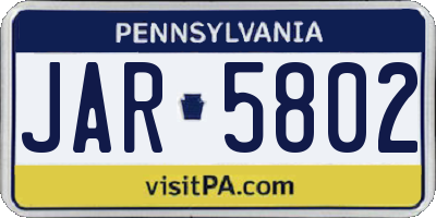 PA license plate JAR5802