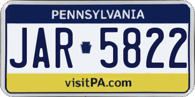 PA license plate JAR5822