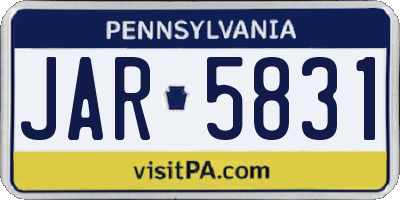 PA license plate JAR5831