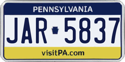 PA license plate JAR5837