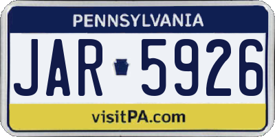 PA license plate JAR5926