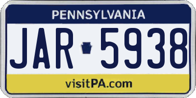 PA license plate JAR5938