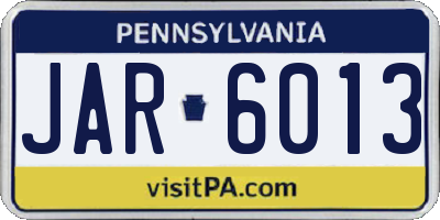 PA license plate JAR6013