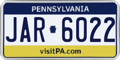 PA license plate JAR6022